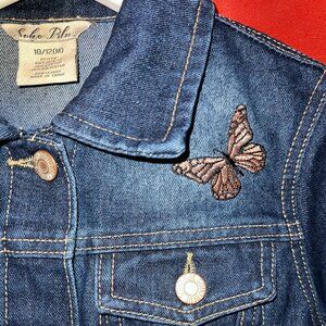 NWT Girls Butterfly Denim Jacket by Soho Blue (Size 10/12)